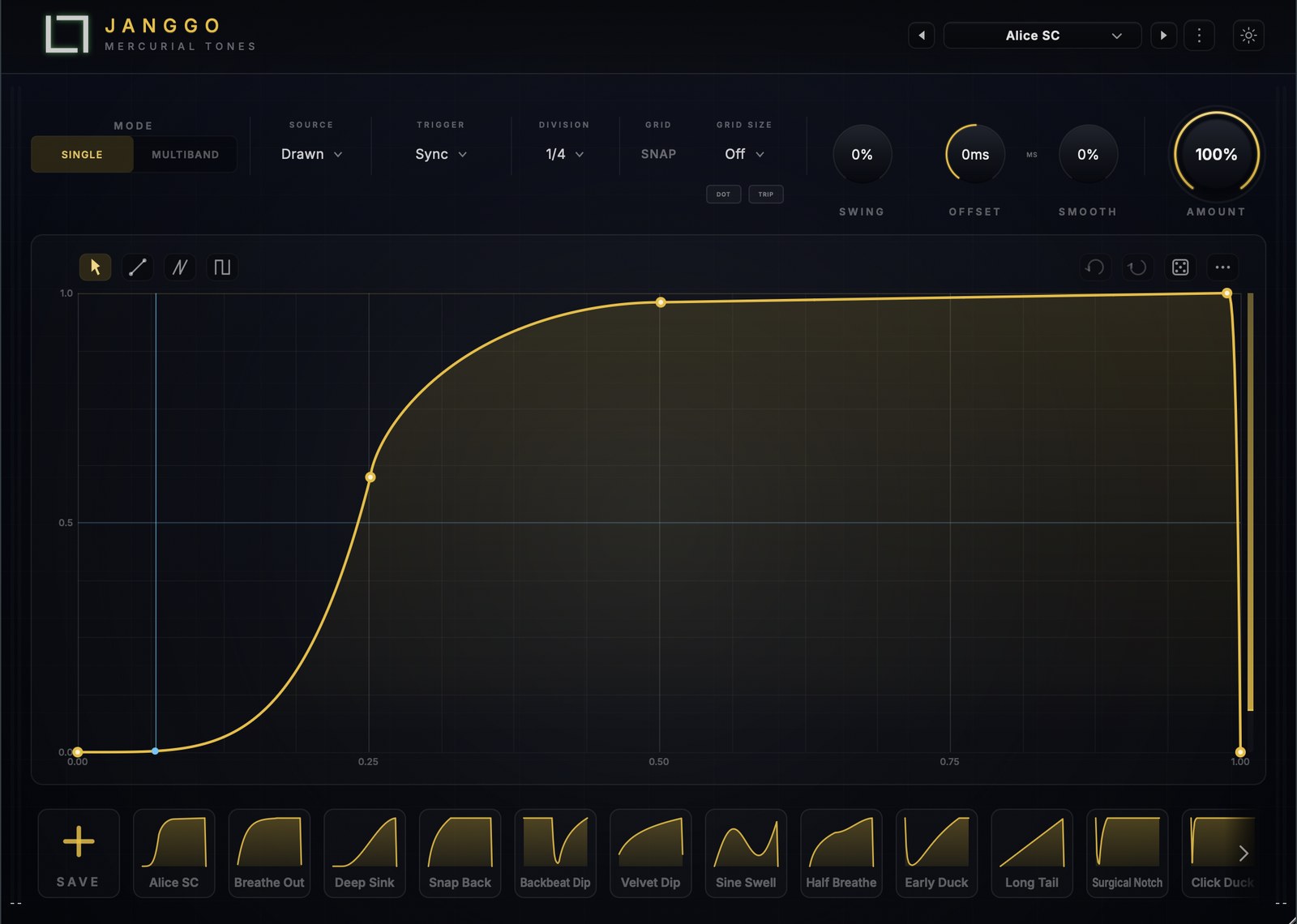 Janggo interface — drawing the volume shape by hand