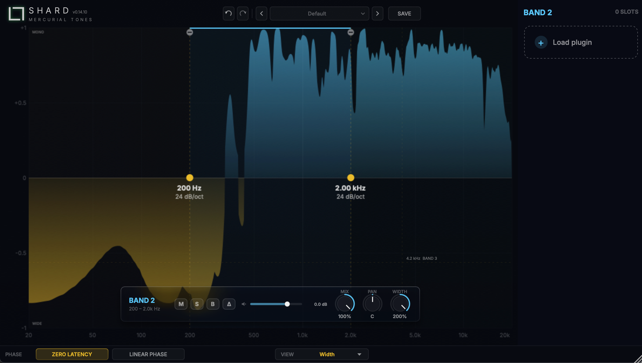 Shard — Band 1 with a 3-plugin chain: ADA Flanger + Pro-L 2 + Vanguard