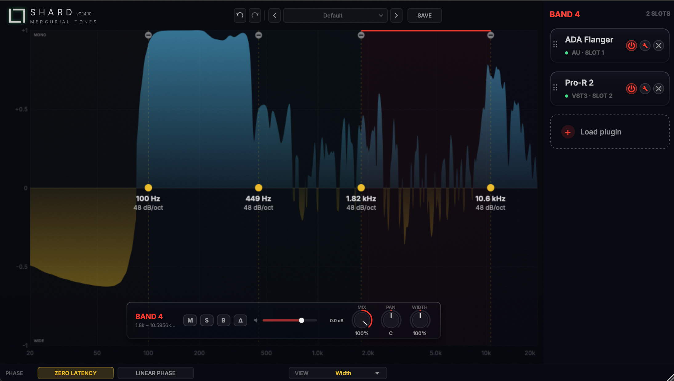 Shard — Width stereo-field view with crossover split