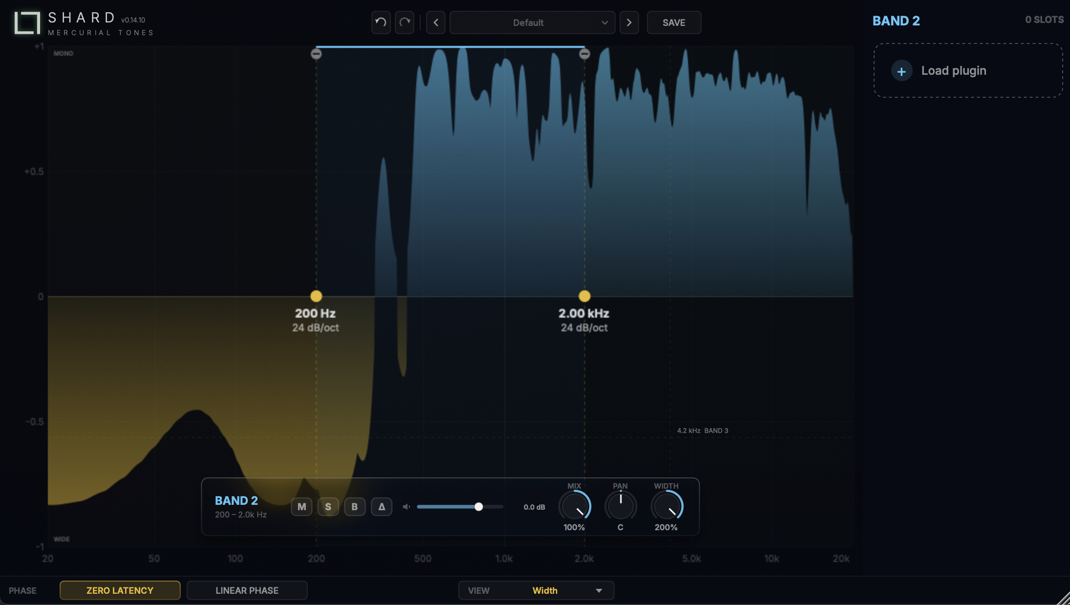 Shard — Band 1 with a 3-plugin chain: ADA Flanger + Pro-L 2 + Vanguard